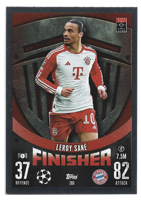 LEROY SANE - TOPPS `CHAMPIONS/EUROPA LEAGUE` 2023/24 -  FOIL "FINISHER" TRADING CARD