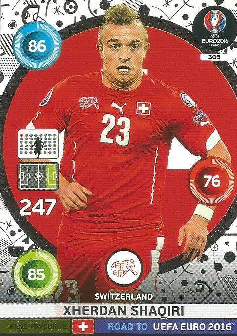 XHERDAN SHAQIRI - PANINI Road to Euro 2016 Collection - FOIL "FANS FAVOURITE" CARD 305