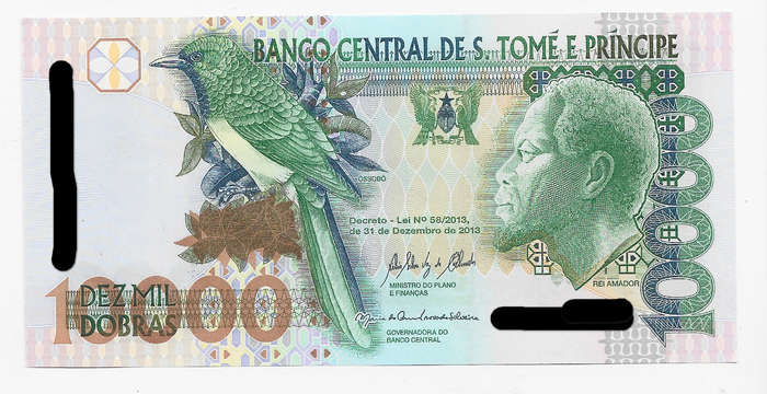 ST TOME e PRINCIPE CENTRAL BANK  - 10000 DOBRAS BANK NOTE  2013 - UNC CONDITION B