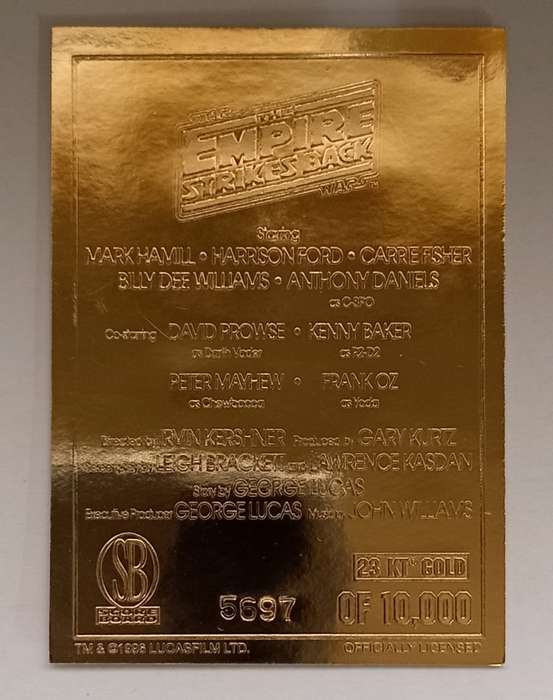 STAR WARS EMPIRE STRIKES BACK - STAR WARS  Genuine 23ct Gold Plated Trading Card 5697 of 1000