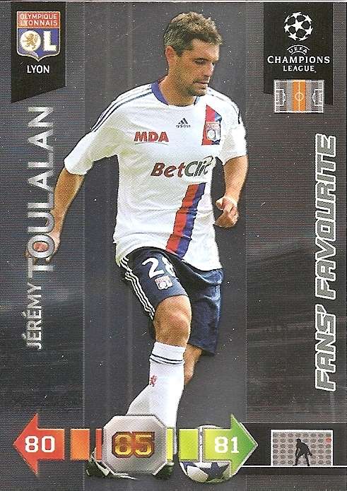 JEREMY TOULALAN - PANINI `CHAMPIONS LEAGUE` 2010/2011 - FOIL `FANS FAVOURITE` TRADING CARD