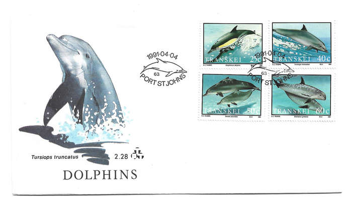 TRANSKEI - DOLPHINS 1991 - 1st Day Cover SACC 269 - 272, FDC 2.28