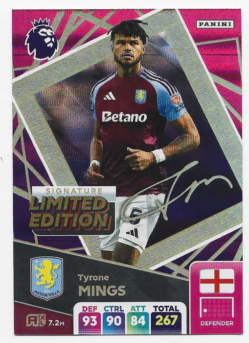 TYRONE MINGS - PANINI English Premier League 2024/25 - RARE "SIGNATURE LIMITED EDITION" CARD