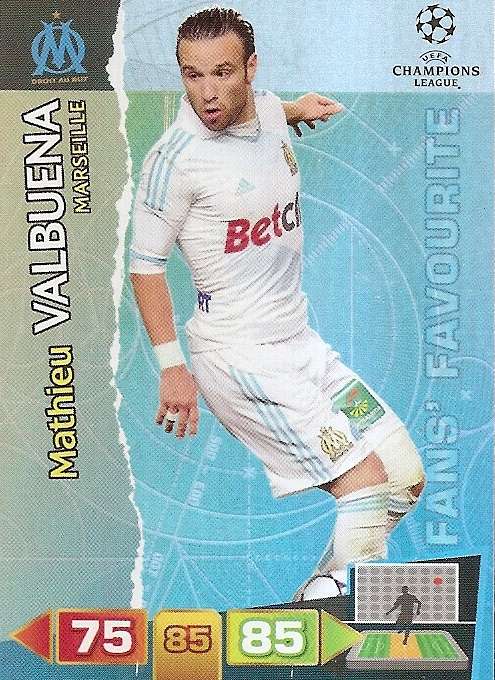 MATHIEU VALBUENA - PANINI UEFA CHAMPIONS LEAGUE 2011/12 - FOIL`FANS FAVOURITE` TRADING CARD