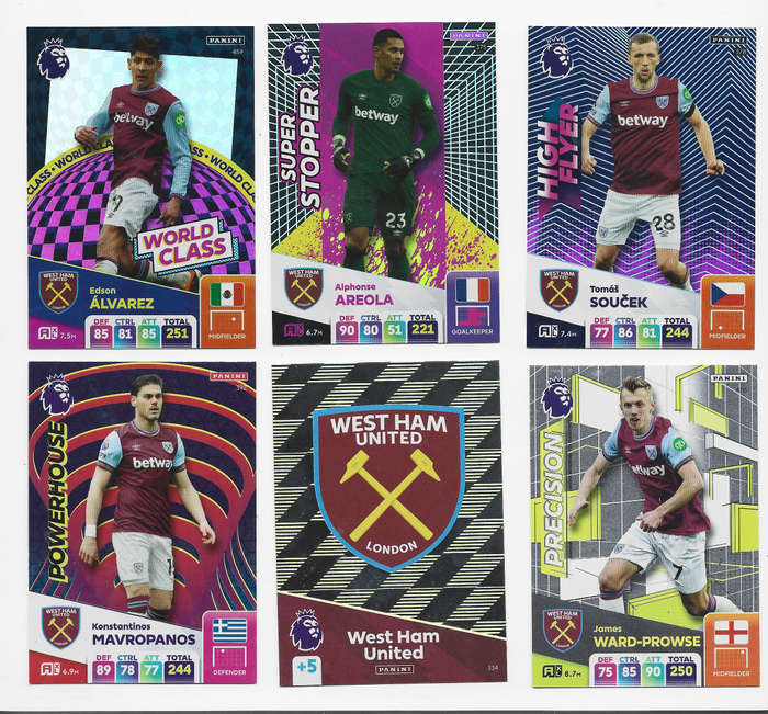 WEST HAM UNITED  - PANINI English Premier League 2024/25 - COMPLETE TEAM SET of 23 CARDS