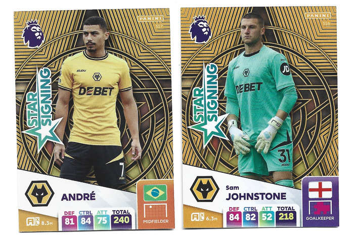 WOLVERHAMPTON WANDERERS  - PANINI Eng/Premier League 2025 - COMPLETE SET of 2 "STAR SIGNING" CARDS