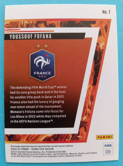 YOUSSOUF FOFANA - TOPPS SCORE FIFA SOCCER 2023 -  ROOKIE TRADING CARD 7