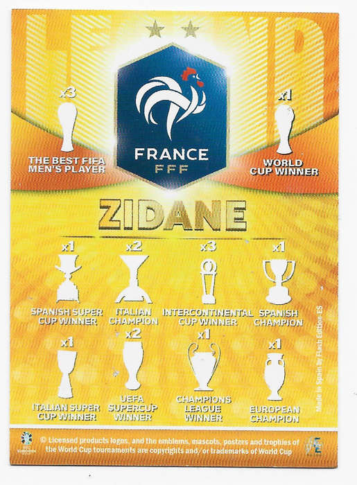 ZINEDINE ZIDANE - FLASH EDITION (Spain) UEFA EURO 2024 - RARE GOLD "LEGEND" TRADING CARD