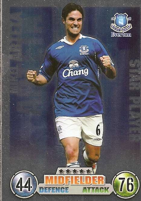 MIKEL ARTETA (Everton) - TOPPS `MATCH ATTAX`EPL 2007/08 -  `STAR PLAYER` FOIL TRADING CARD