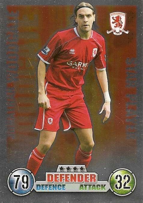 JONATHAN WOODGATE (Middlesbrou) - TOPPS `MATCH ATTAX`EPL 2007/08 -  `STAR PLAYER` FOIL TRADING CARD