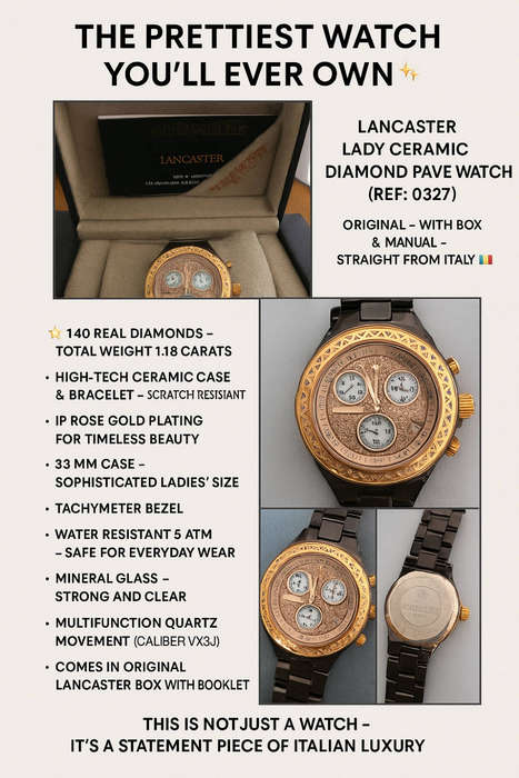 Lancaster Lady Ceramic Diamond Pavé Watch (Ref: 0327)