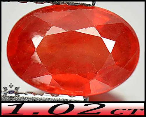 1.02ct Vivid Orange Ceylon Sapphire - SI -  Sri-Lanka Mixed Oval Gem