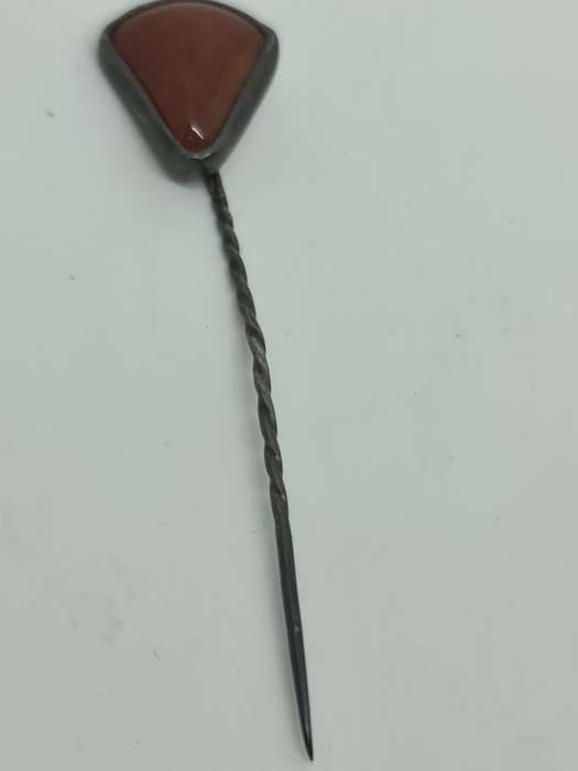 Jasper set in silver Tone pin