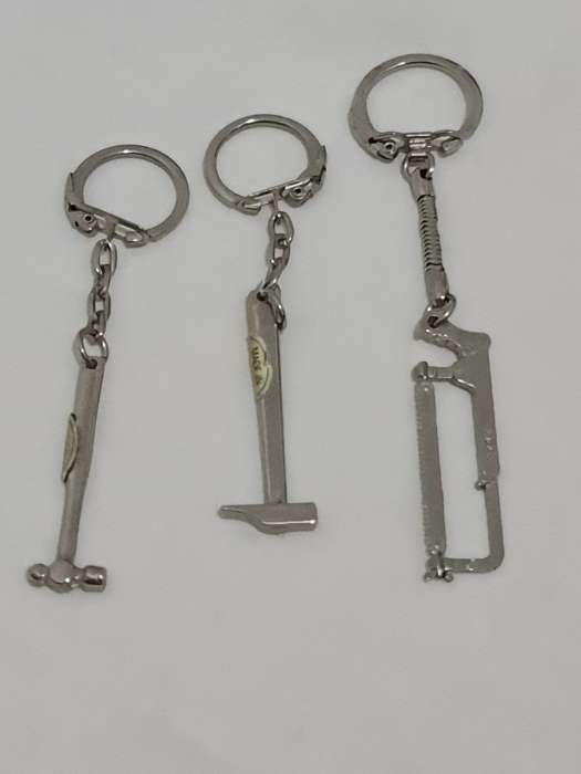 Three miniature tools keyrings