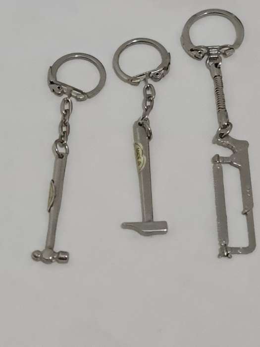 Three miniature tools keyrings