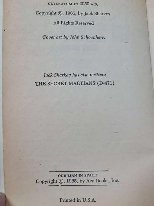 Two in one: Ultimatum in 2050 A.D. by Jack Sharkey Book