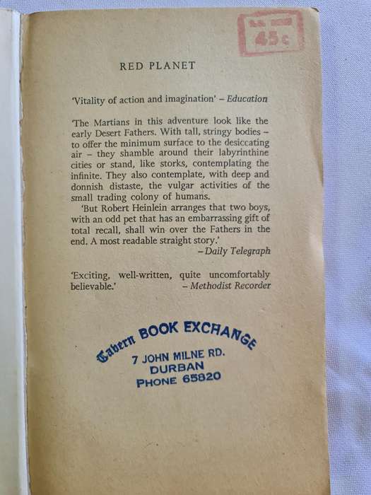 Book: Red Planet by Robert A. Heinlein book