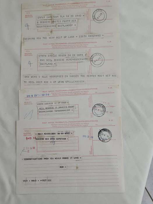 x16. Circa 1970 Telegrams. Congratulations on your winning