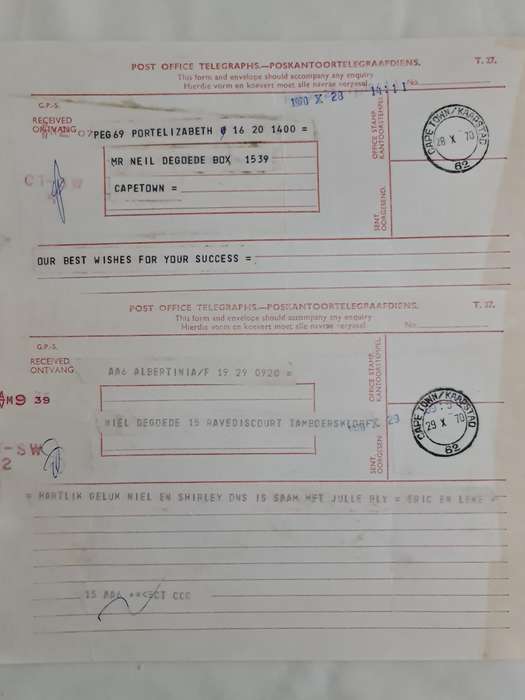 x16. Circa 1970 Telegrams. Congratulations on your winning