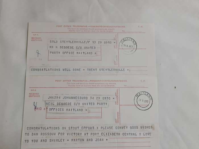 x16. Circa 1970 Telegrams. Congratulations on your winning