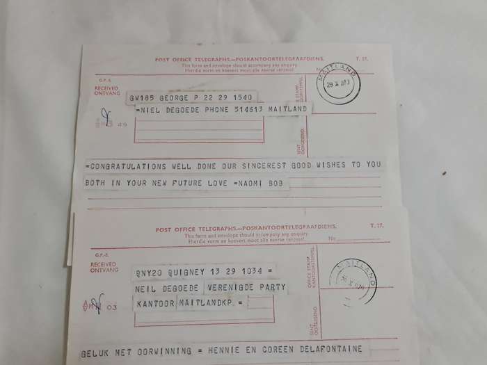 x16. Circa 1970 Telegrams. Congratulations on your winning