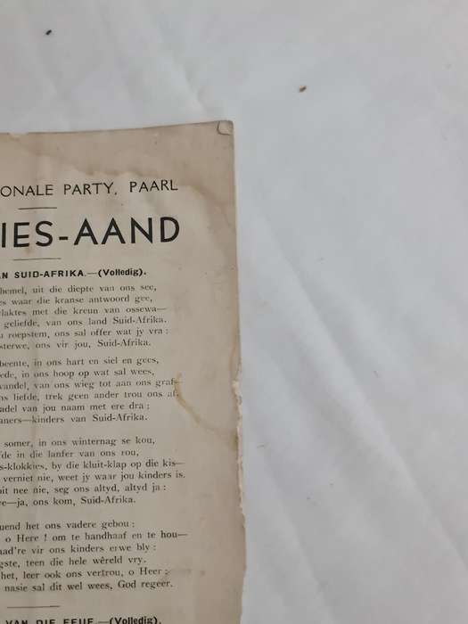 Junior Nasionale Party, Paarl. Liedjiesaand.