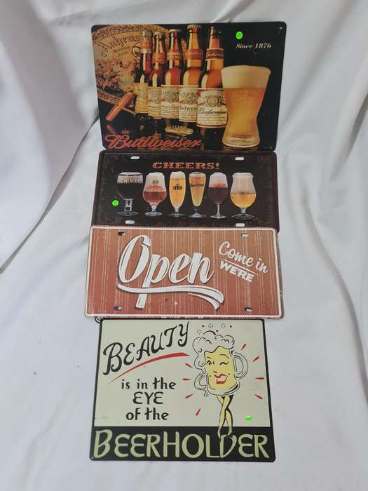 Four Metal signs for a mancave