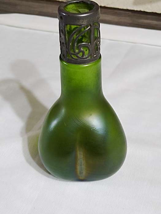 Antique Loetz Green Dimple Art Glass Vase