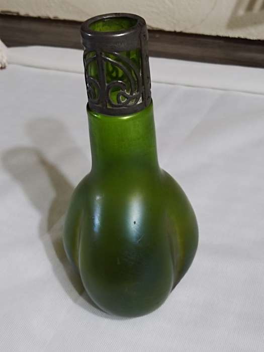 Antique Loetz Green Dimple Art Glass Vase