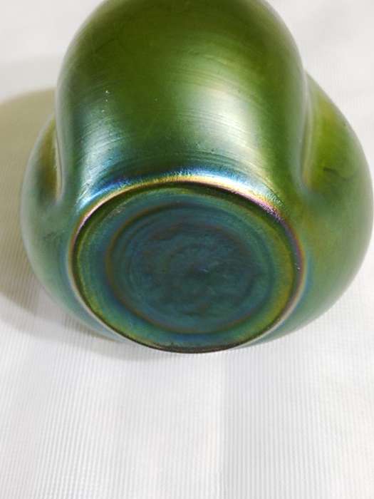Antique Loetz Green Dimple Art Glass Vase