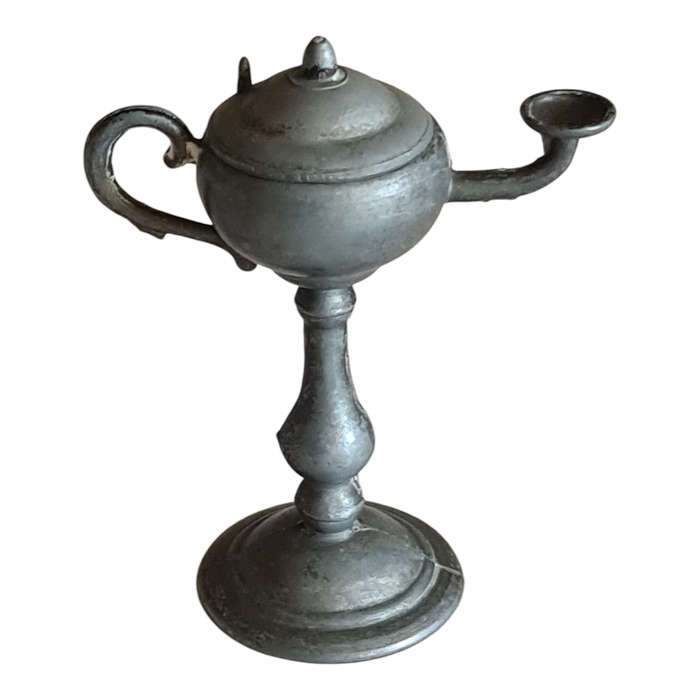 Miniature pewter style lamp