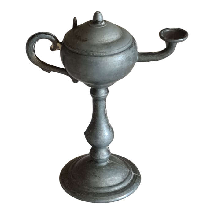 Miniature pewter style lamp