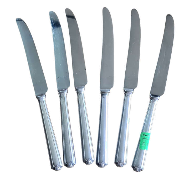 KNIFE: Set x6 Stainless steel and silver plated  handles knifes
