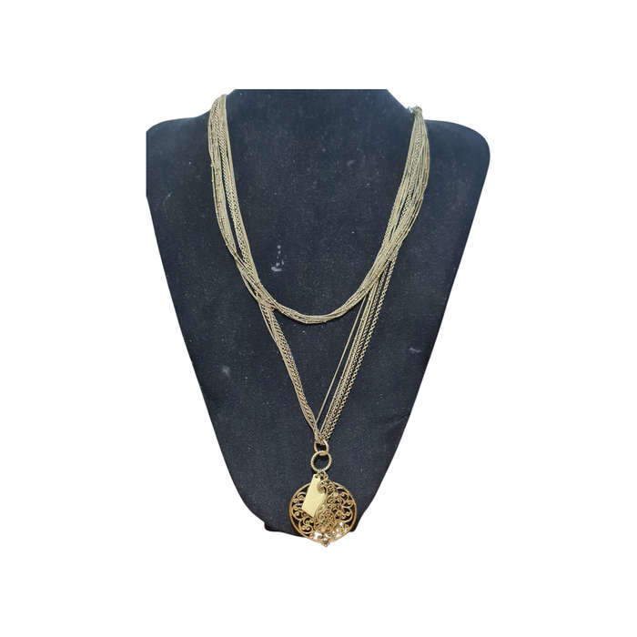 Vintage Gold tone filigree necklace