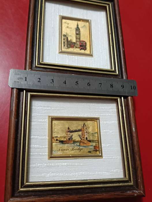 TWO MINIATURE ART WORKS ON GOLD LEAF
