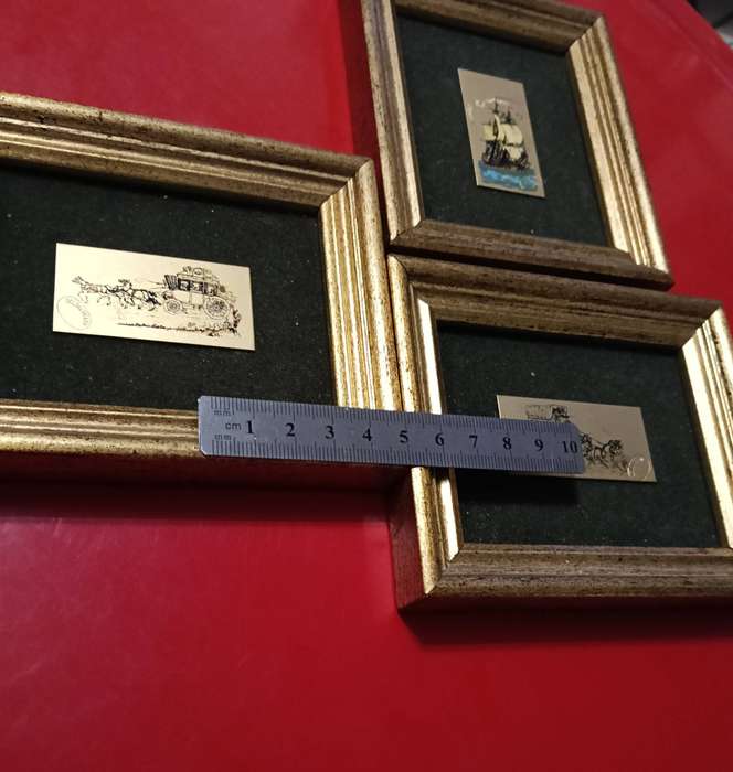 THREE MINIATURES ART WORKS ON GOLD PLATED