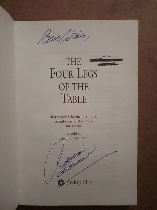 The Four Legs of the Table - Raymond Ackerman signed by Raymond Ackerman
