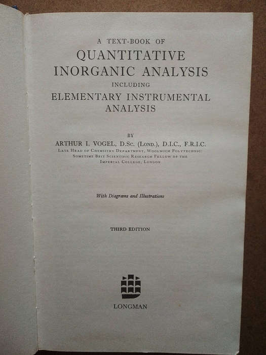 A Textbook of Quantitative Inorganic Analysis