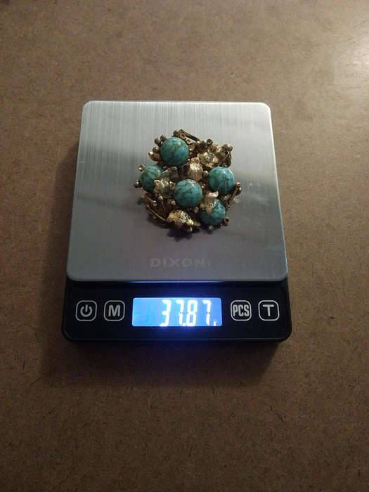 Vintage Czech blue Hubble stones Brooch
