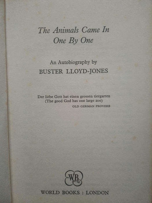 Buster Lloyd- Jones - the Animals came in one by one
