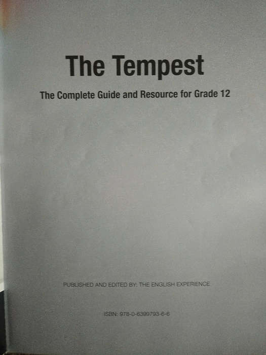 The Tempest - the complete guide and resource for GR12