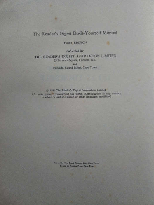 The Reader's Digest - Do it Yourself Manual - first edition 1966