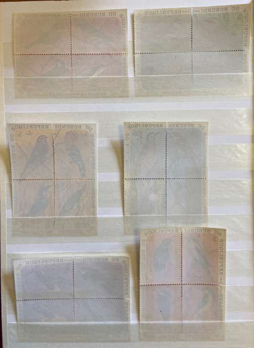 BURUNDI BIRDS - 1970 - 6 x Blks of 4 - 3 UM - 3 CTO.
