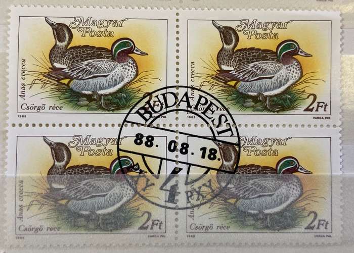 BIRDS - SELECTION of Blocks, pairs, singles CTO - HUNGARY - DUCKS STORKS CRANES