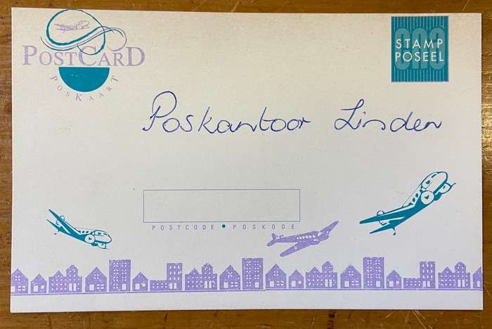 POSTCARD POSKAART LINDEN POSKANTOOR POST OFFICE Made by CNA AEROPLANES BUILDINGS UNUSUAL!!