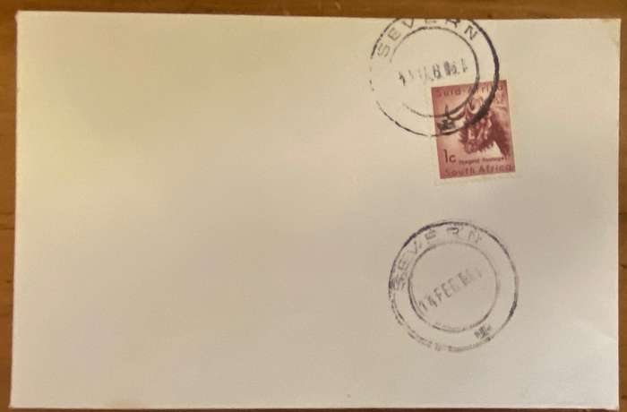 POSTMARKS x 5 - SEVERN - CAPE - 1956-72 - 1st Day cancel of SACC 185 & 188 14th February 1961.