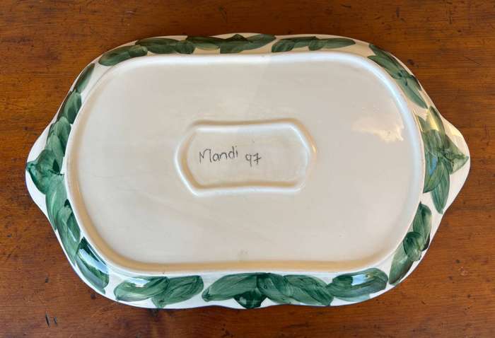 PLATTER/SANDWICH HANDLES MEDIUM  FLOWERS BLUE AND YELLOW FLORAL
