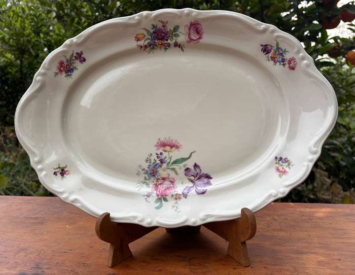 PLATTER OVAL with HANDLES MEDIUM BAVARIA  FLOWERS FLORAL Roses, tulips, morning glory
