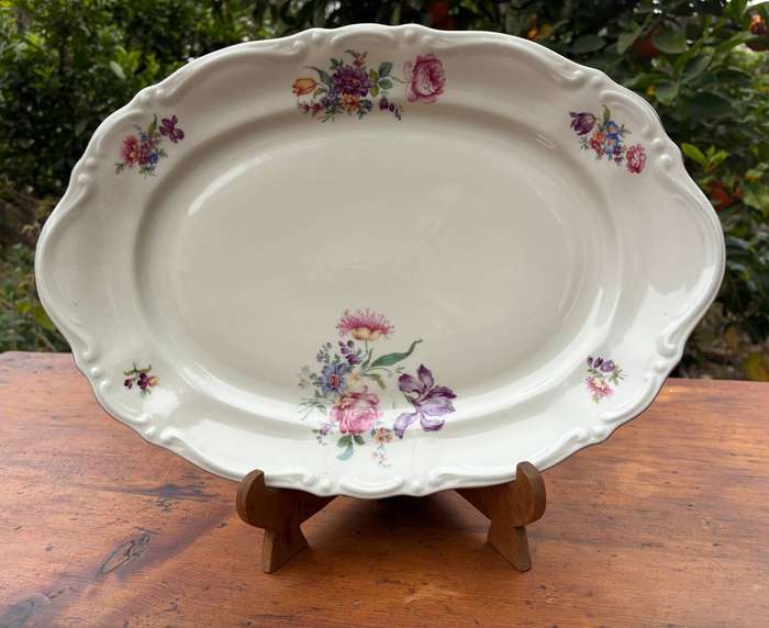 PLATTER OVAL with HANDLES MEDIUM BAVARIA  FLOWERS FLORAL Roses, tulips, morning glory