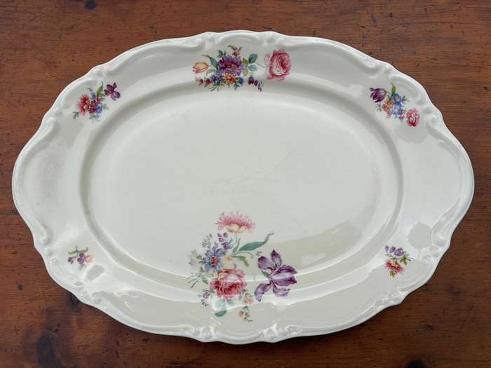 PLATTER OVAL with HANDLES MEDIUM BAVARIA  FLOWERS FLORAL Roses, tulips, morning glory